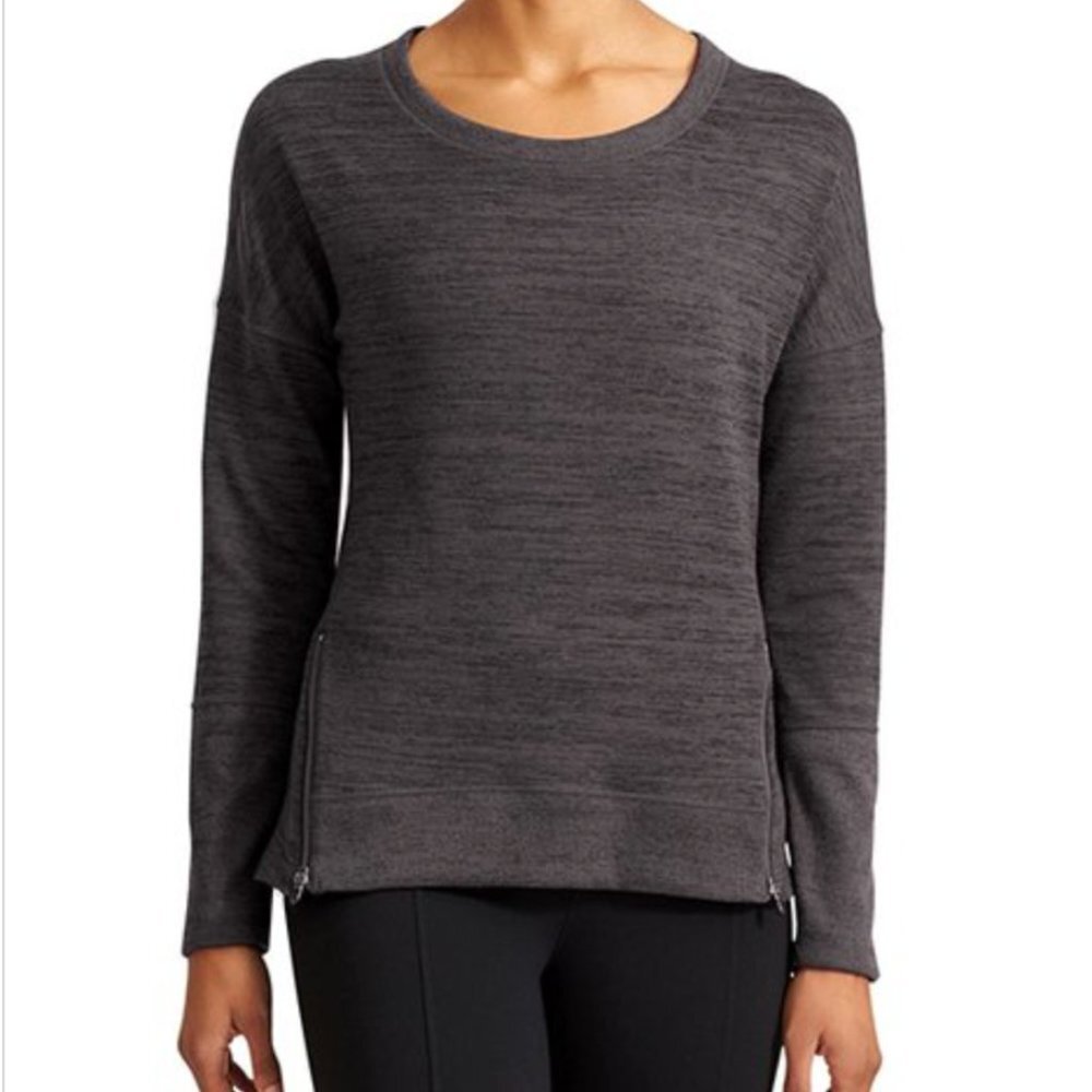 Athleta Blissful Shark-Bite Sweatshirt in Shale Heather (charcoal gray) Sz M.